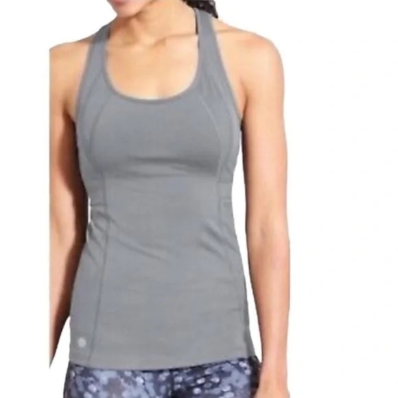 Athleta Tops - Athleta Stunner T Back Pullover Active Top Grey Size XL